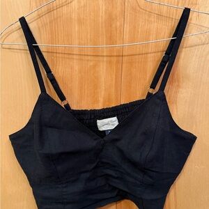 Universal Thread Black linen Smocked Top